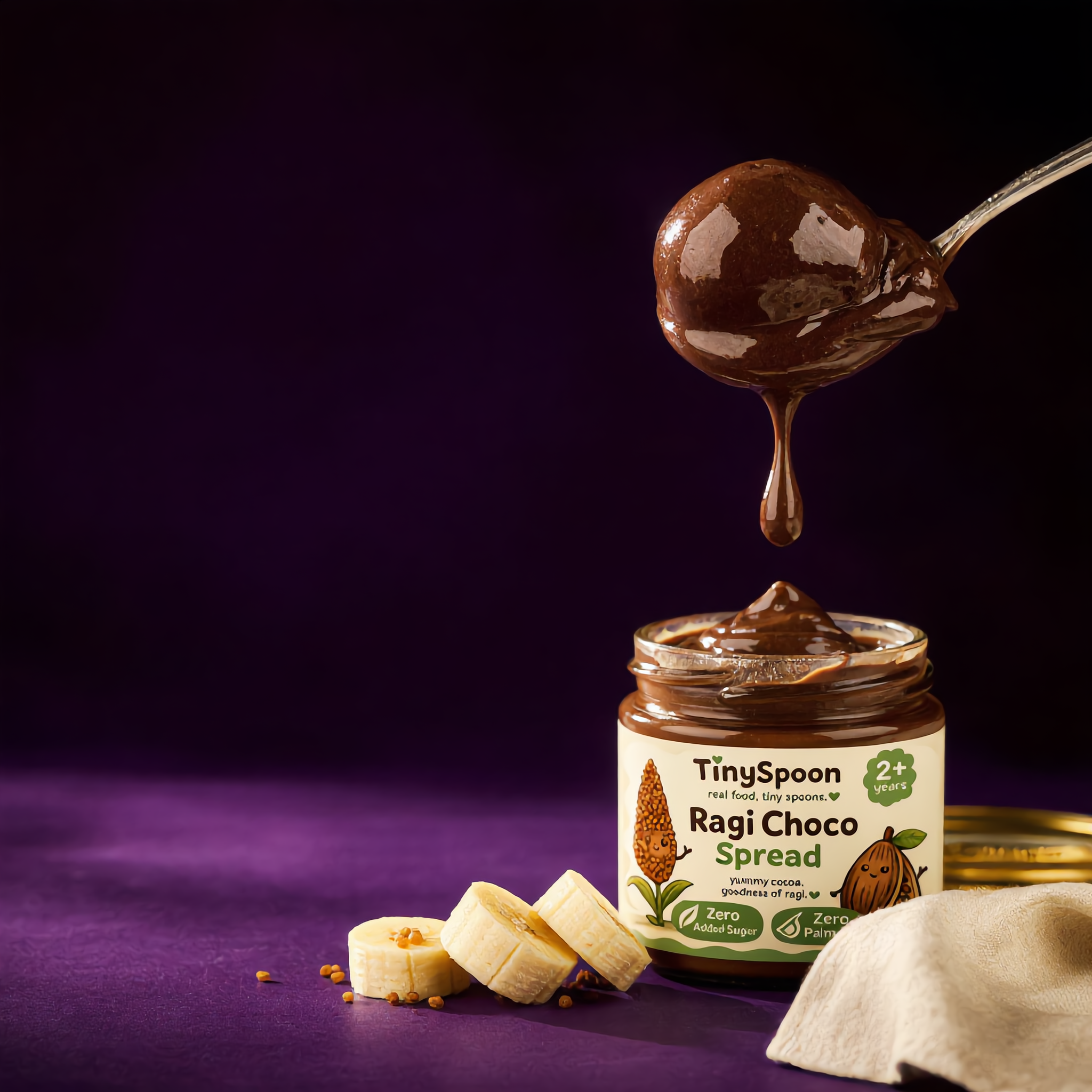 Ragi choco spread straight off the spoon